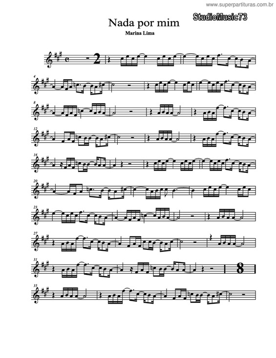 Partitura da música Nada Por Mim