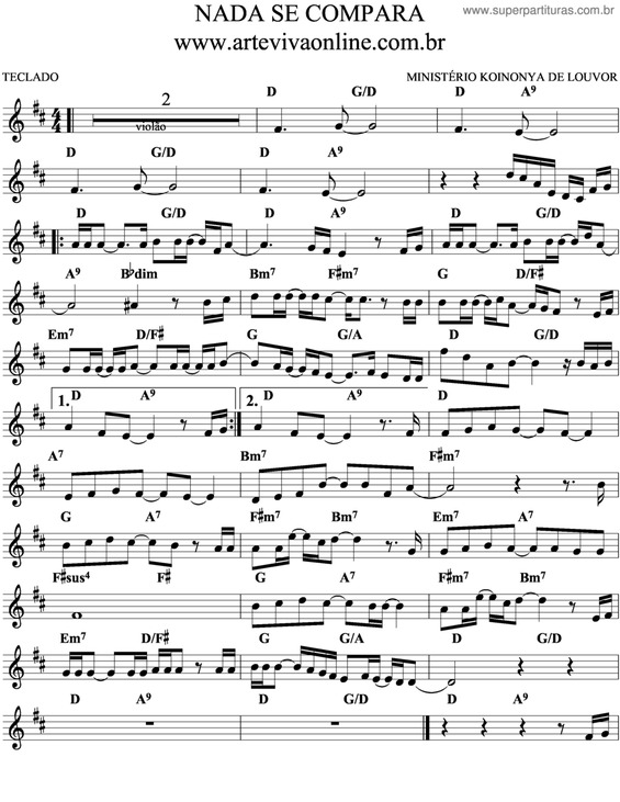 Partitura da música Nada Se Compara