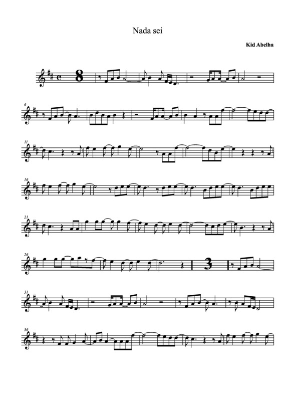 Partitura da música Nada Sei v.2