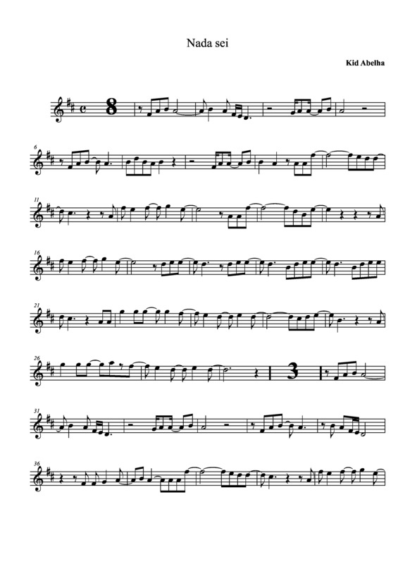 Partitura da música Nada Sei v.2