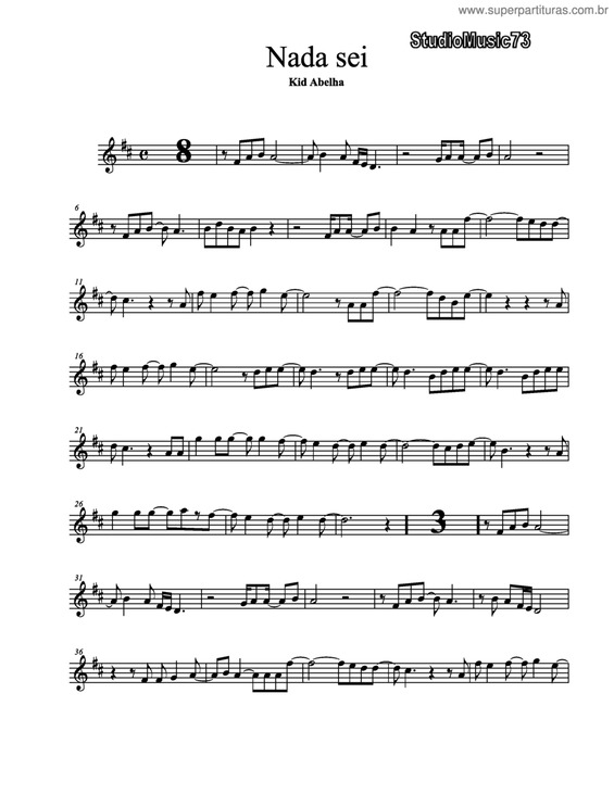 Partitura da música Nada Sei