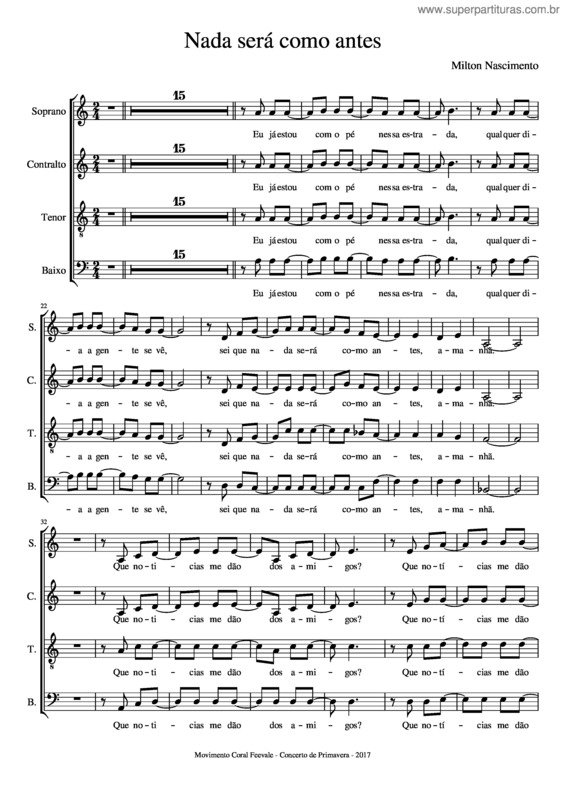 Partitura da música Nada Será Como Antes v.6