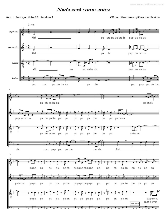 Partitura da música Nada Será Como Antes