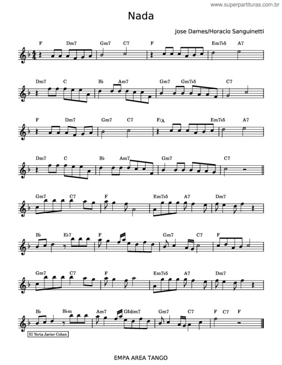 Partitura da música Nada v.16