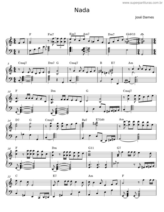 Partitura da música Nada v.18