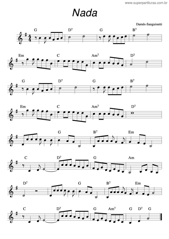 Partitura da música Nada v.2