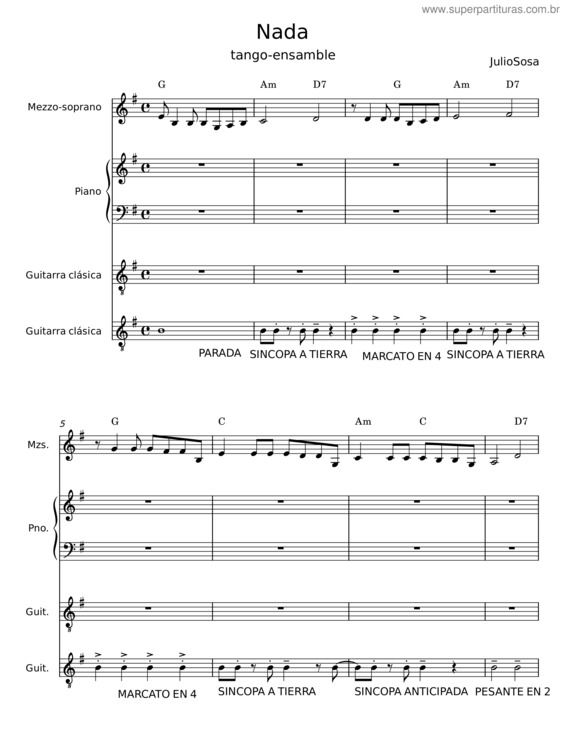Partitura da música Nada v.6