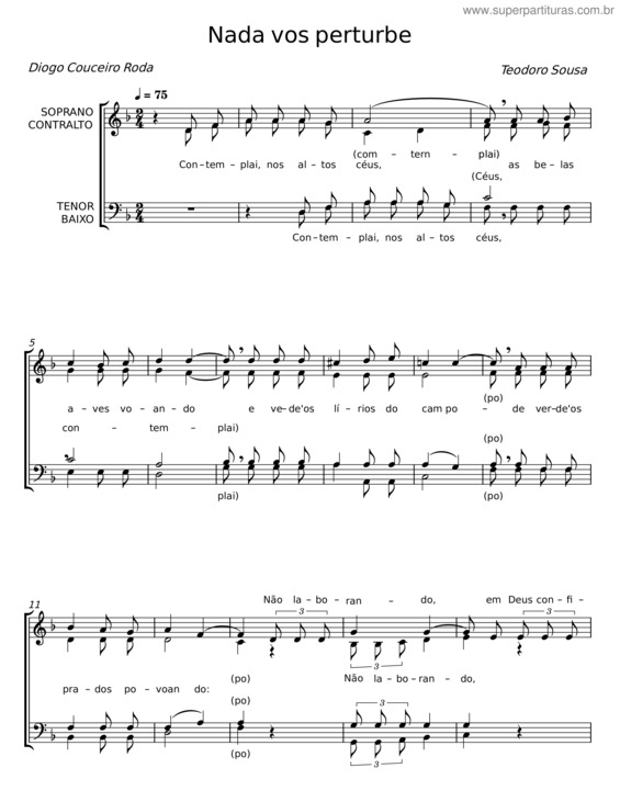 Partitura da música Nada Vos Perturbe