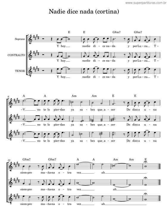 Partitura da música Nadie Dice Nada