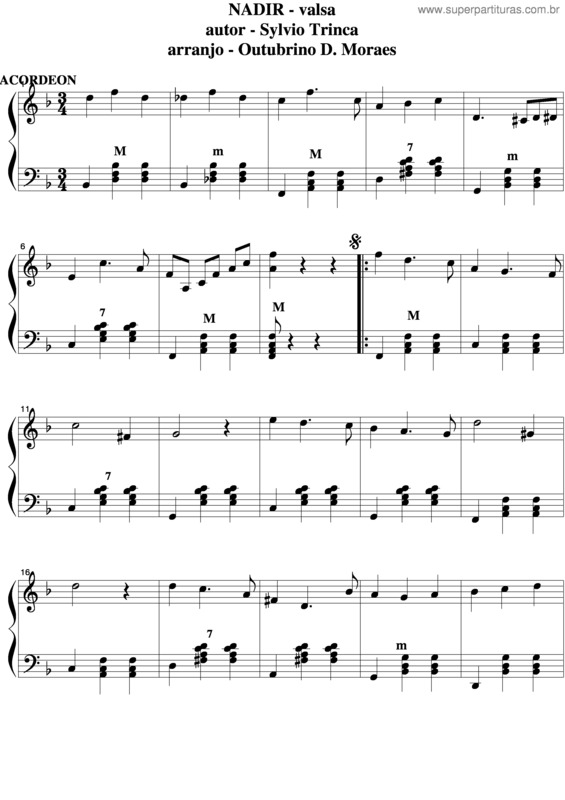 Partitura da música Nadir v.2