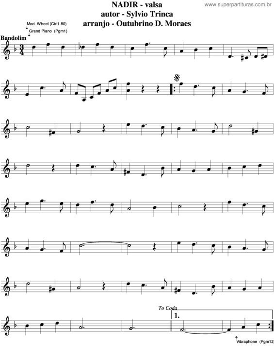 Partitura da música Nadir v.3