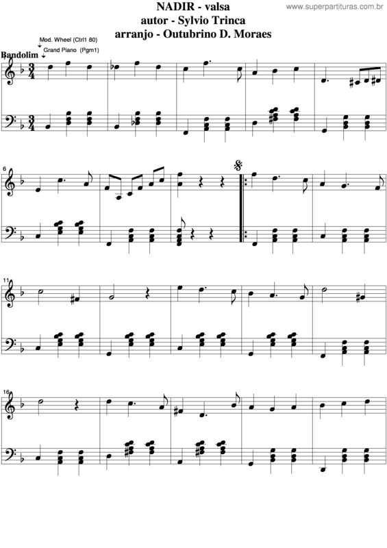 Partitura da música Nadir v.4