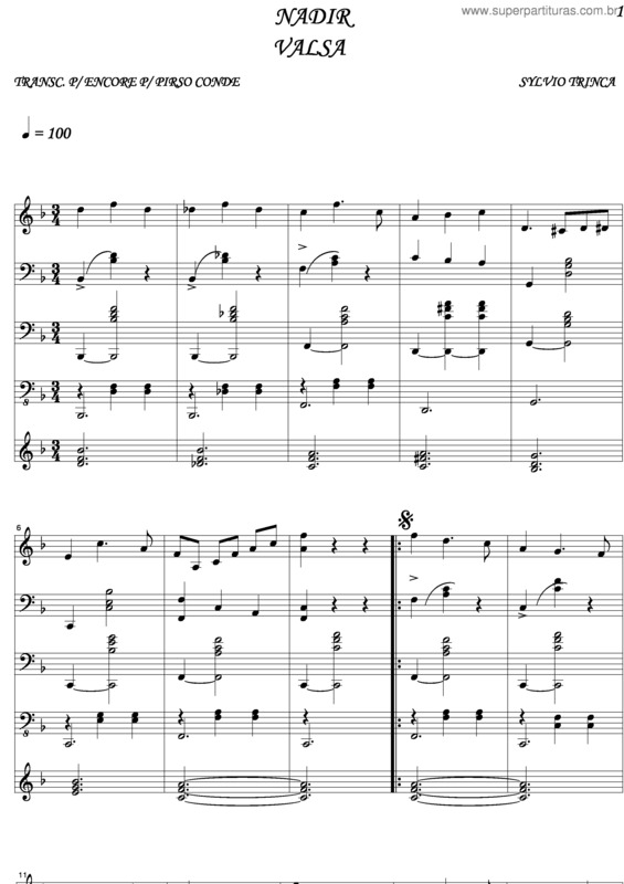 Partitura da música Nadir