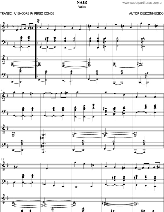 Partitura da música Nair v.3