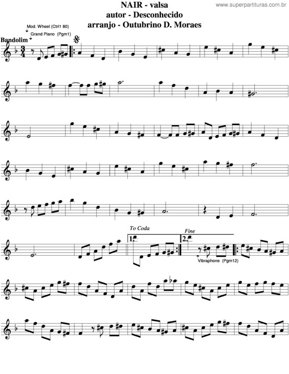 Partitura da música Nair v.5