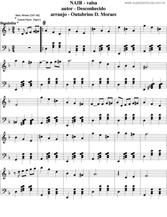 Partitura da música Nair v.6