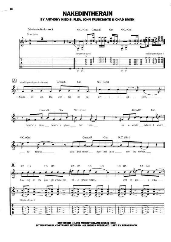 Partitura da música Naked in the Rain