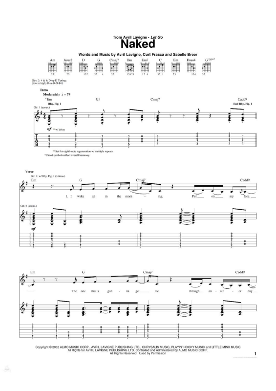 Partitura da música Naked