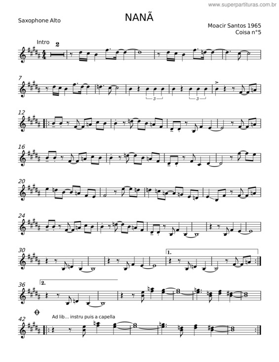 Partitura da música Nana – Moacir Santos v.2