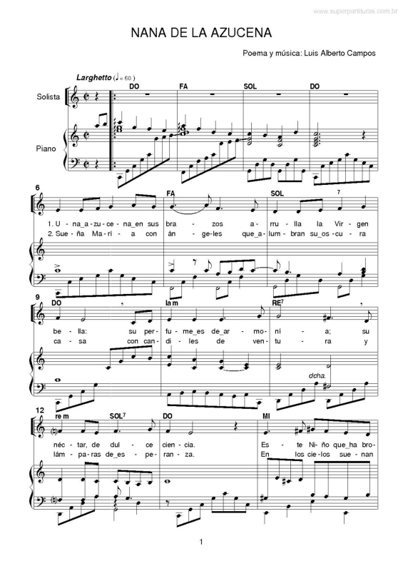 Partitura da música Nana de la Azucena