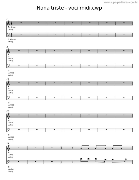 Partitura da música Nana Triste