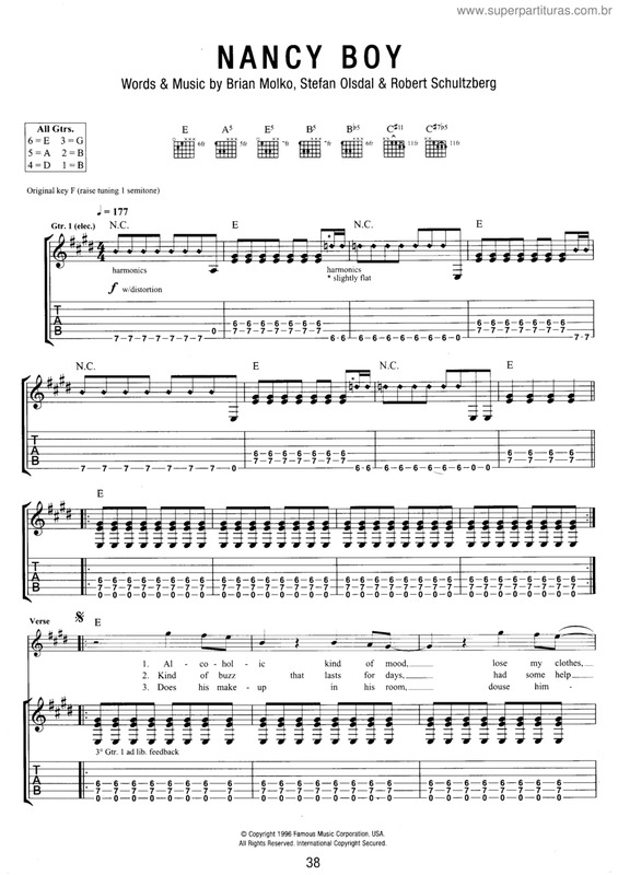 Partitura da música Nancy boy