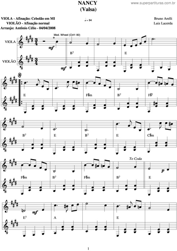 Partitura da música Nancy