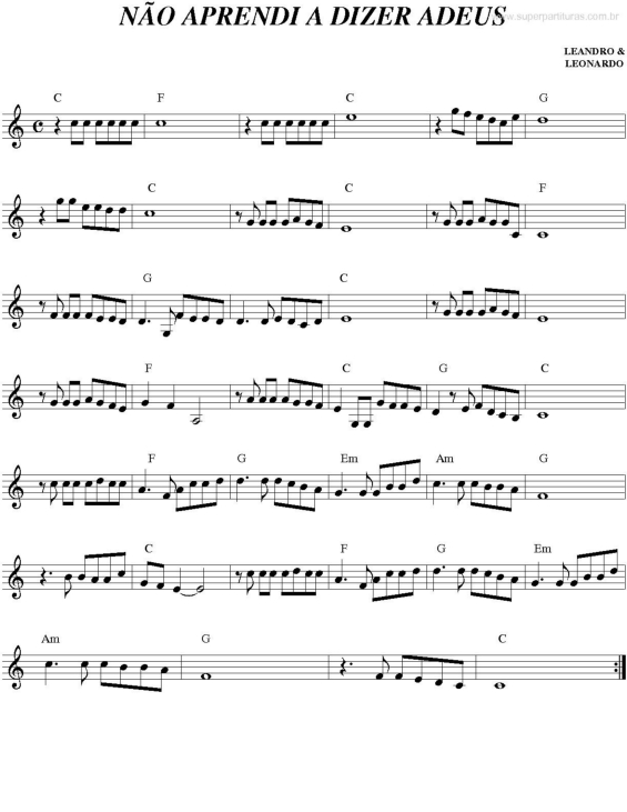 Partitura da música Não Aprendi A Dizer Adeus