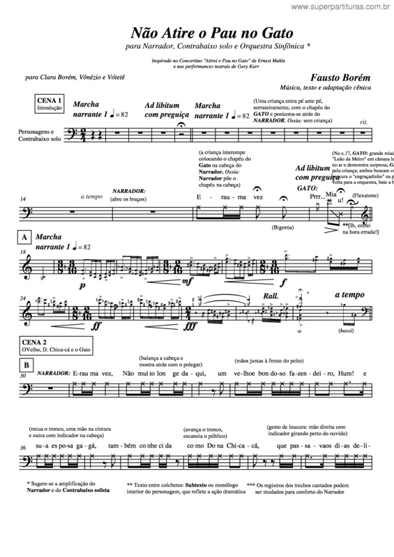 Partitura da música Não atire o pau no gato