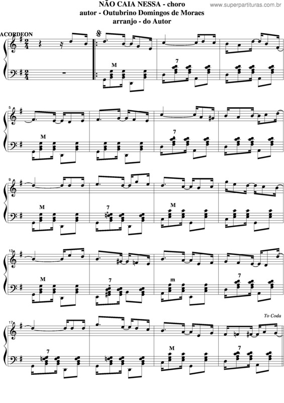 Partitura da música Não Caia Nessa v.3