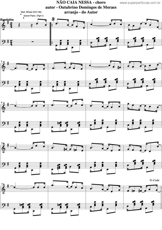 Partitura da música Não Caia Nessa v.5