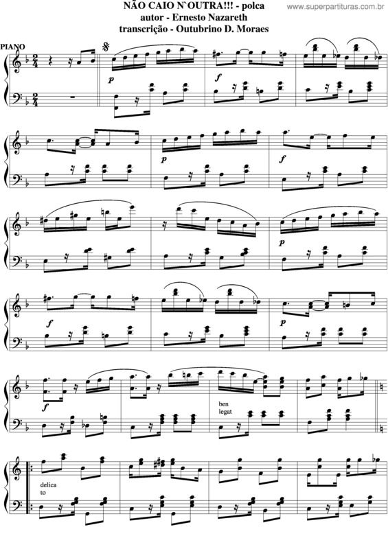 Partitura da música Não Caio Noutra!!!