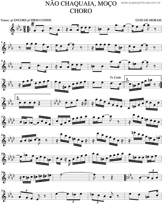 Partitura da música Nao Chaquaia, Moço