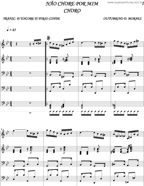 Partitura da música Não Chore Por Mim v.3