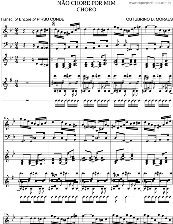 Partitura da música Não Chore Por Mim