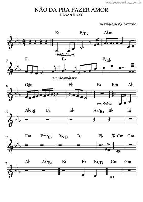 Partitura da música Não Da Pra Fazer Amor