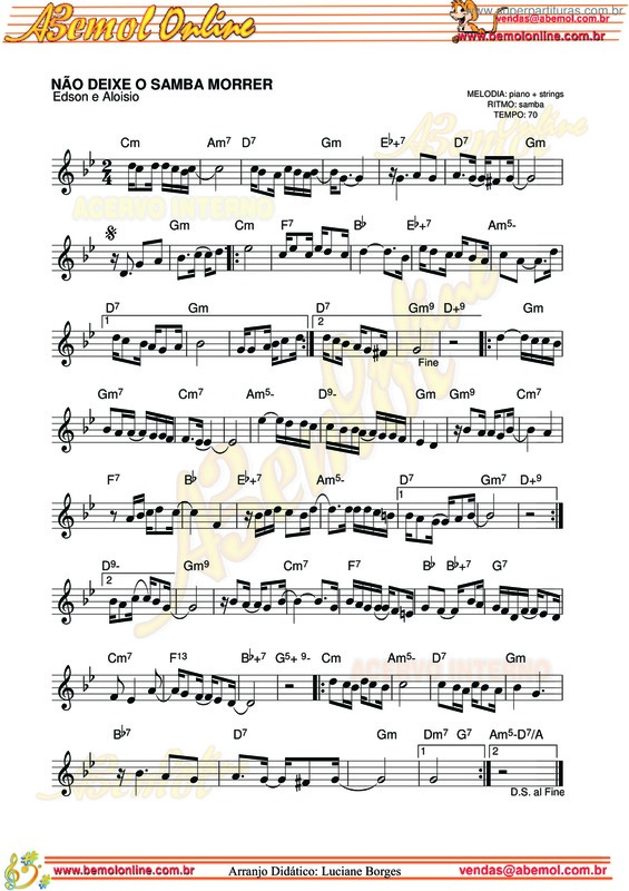 Partitura da música Não Deixe O Samba Morrer v.5