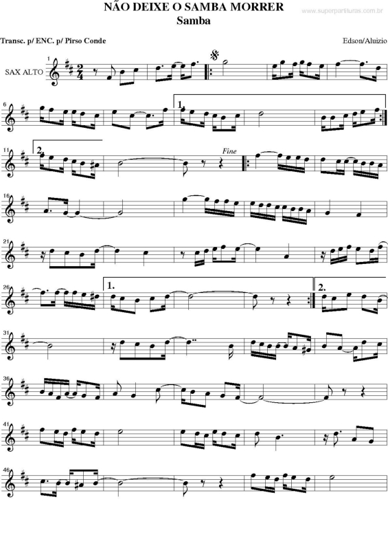 Partitura da música Não deixe o samba morrer