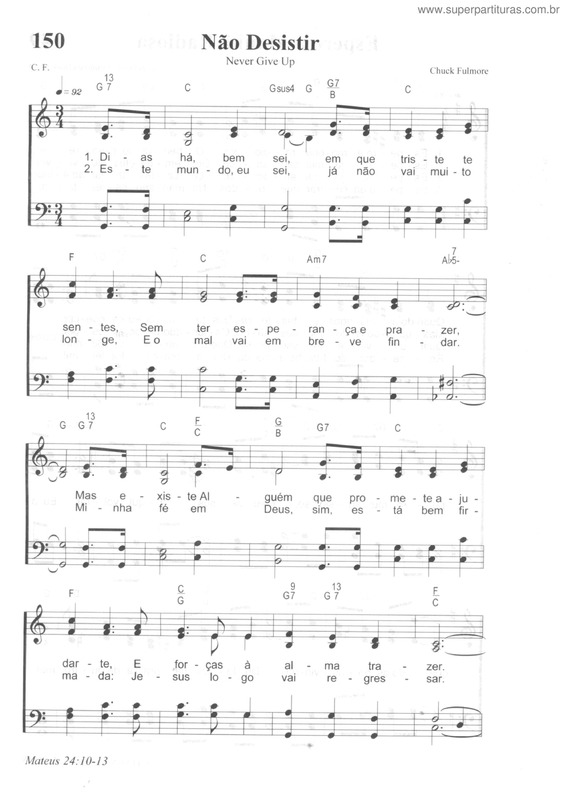 Partitura da música Não Desistir v.2