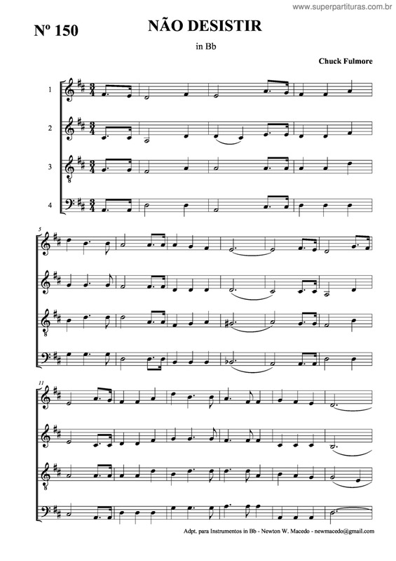 Partitura da música Não Desistir v.3