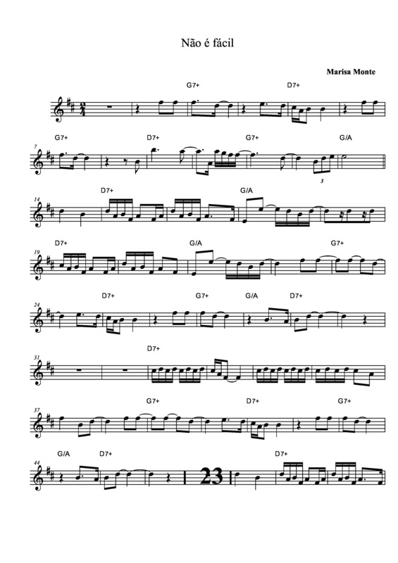 Partitura da música Não É Fácil v.2