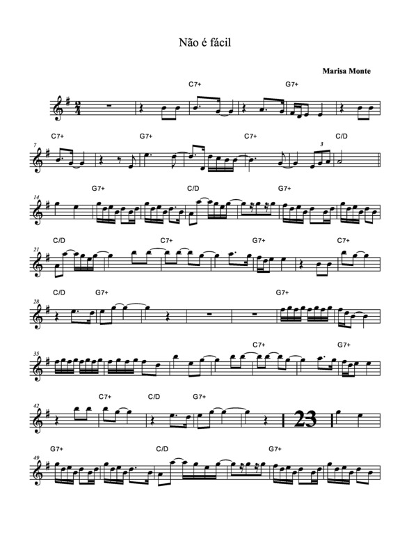 Partitura da música Não é Fácil v.3