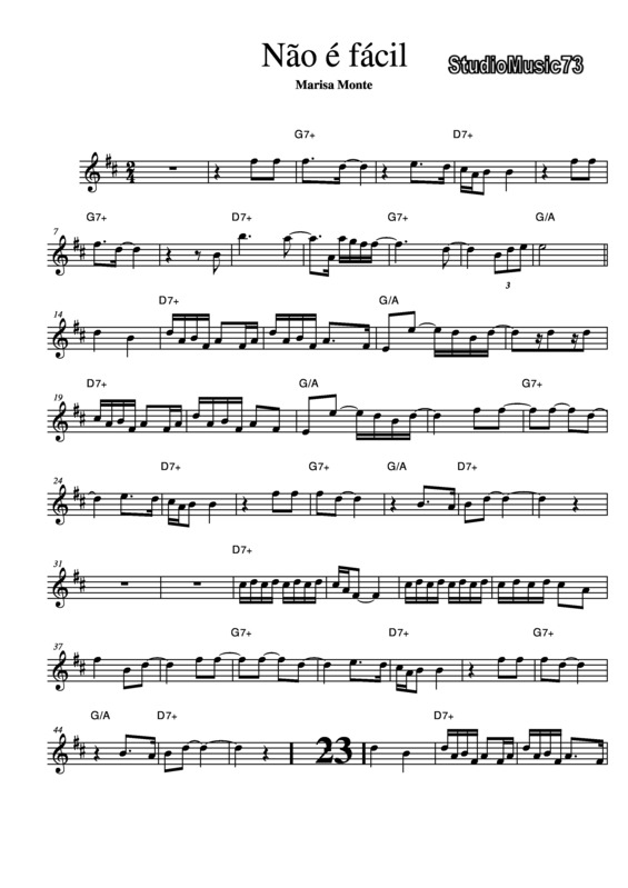 Partitura da música Não é Fácil v.4