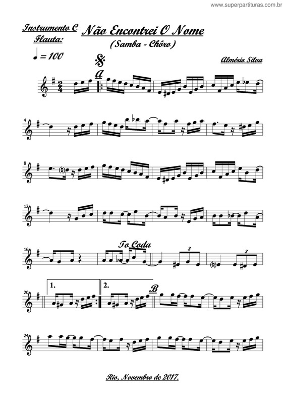 Partitura da música Nao Encontrei O Nome