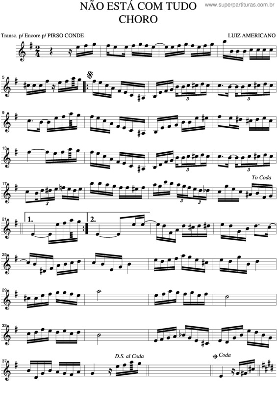 Partitura da música Nao Está Com Tudo