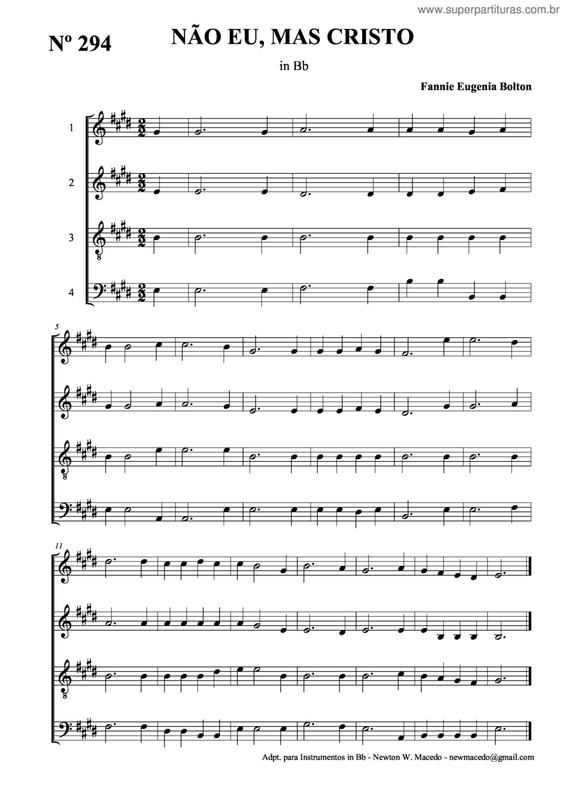 Partitura da música Não Eu, Mas Cristo v.2