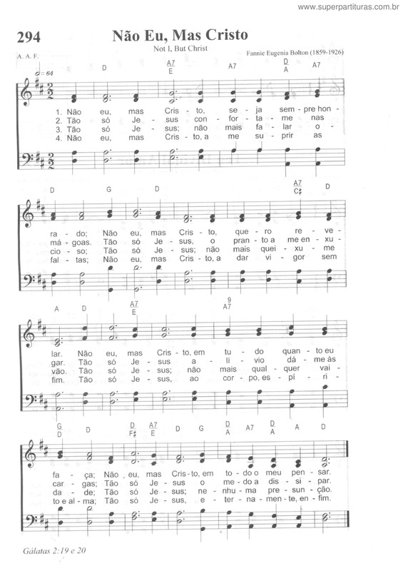 Partitura da música Não Eu, Mas Cristo