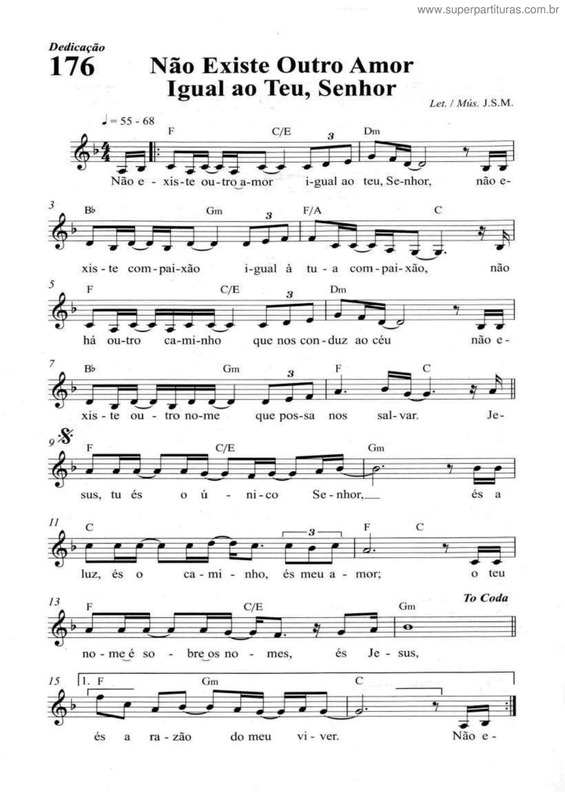 Partitura da música Não Existe Outro Amor Igual Ao Teu, Senhor