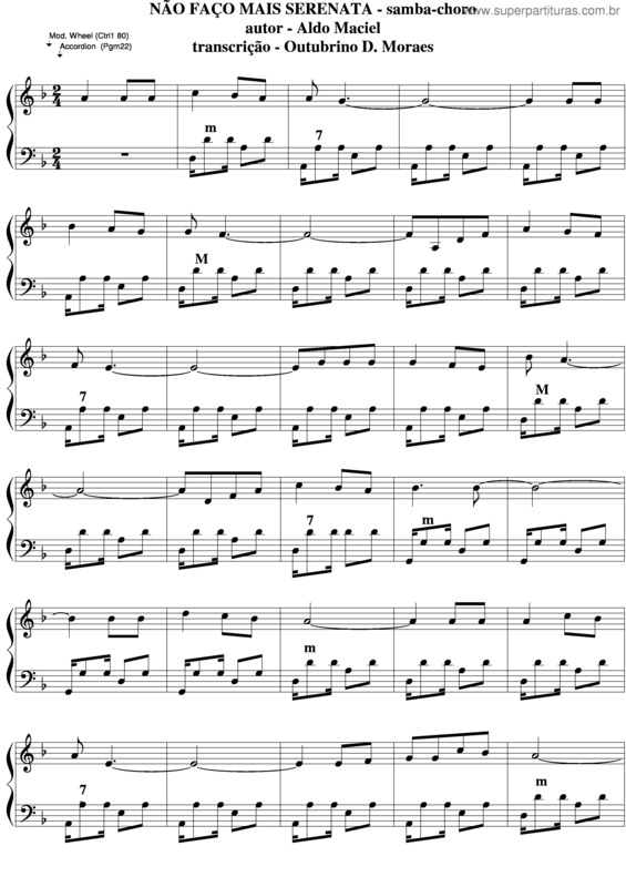 Partitura da música Não Faço Mais Serenata