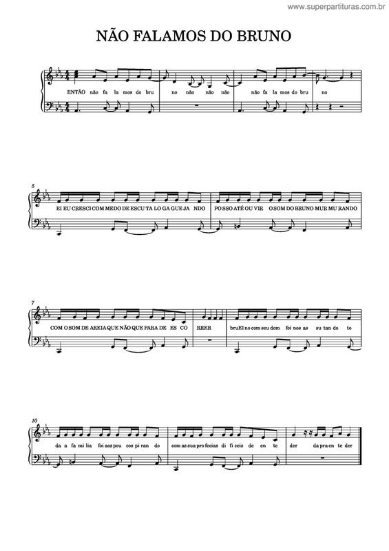 Partitura da música Não Falamos Do Bruno